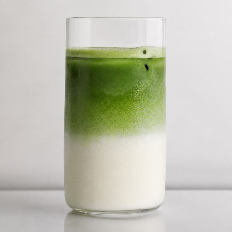 Layered iced Okumidori matcha latte
